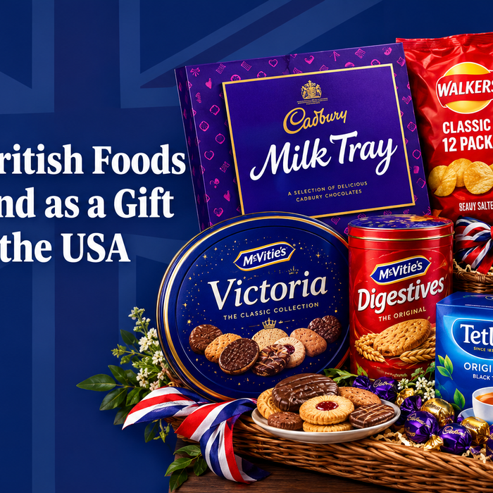 Best British Foods to Send as a Gift to the USA - Cadbury Milk Tray, McVities biscuits, Walkers crisps and British tea delivered to America by BritishGram
