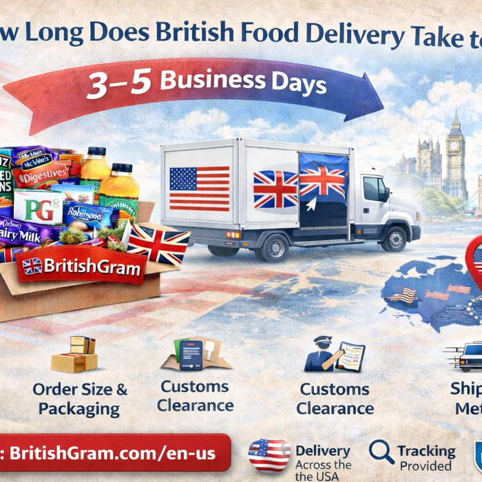 How long does British food delivery take to the USA? 3–5 business days