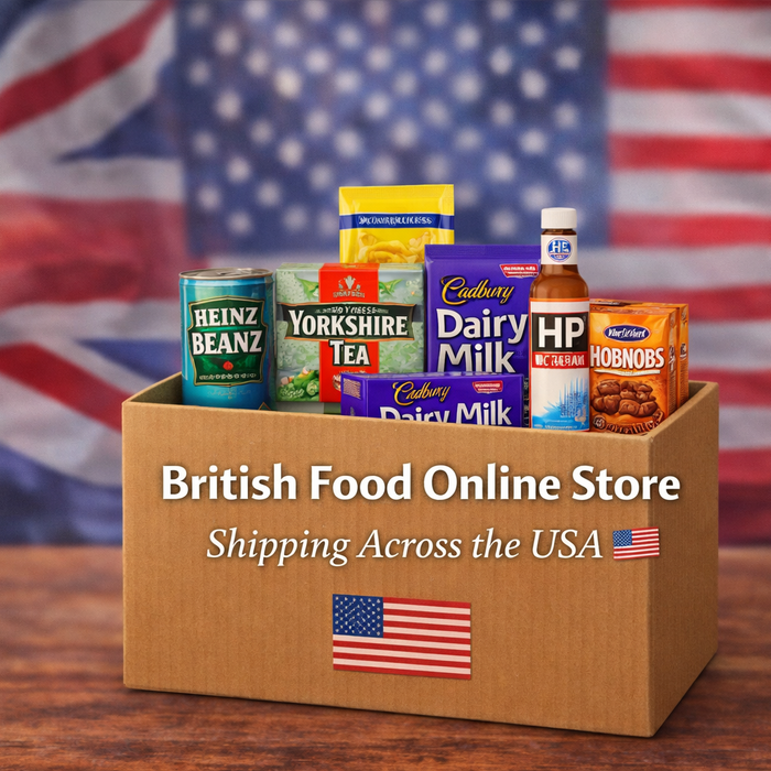 British food online store shipping across the USA box with UK groceries and snacks