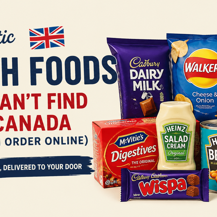 British foods you can’t find in Canada including Walkers crisps, Cadbury chocolate, Ribena, Heinz beans, and PG Tips tea available to order online.