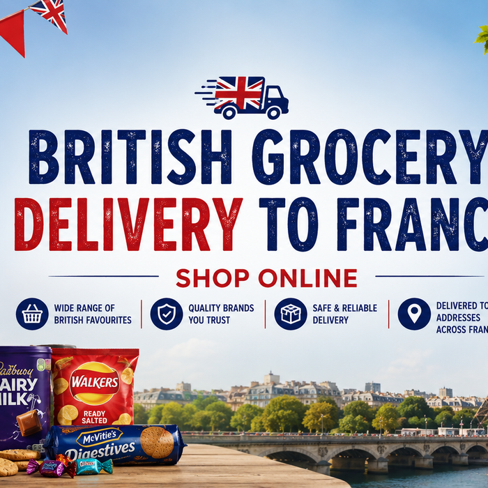 British grocery delivery to France with popular UK food brands and the Eiffel Tow