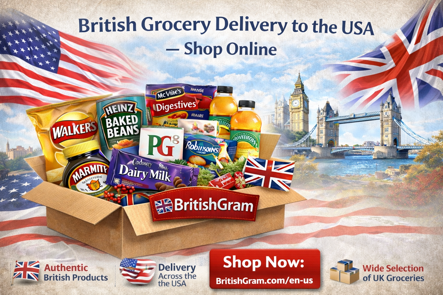British grocery delivery to the USA – shop British food online