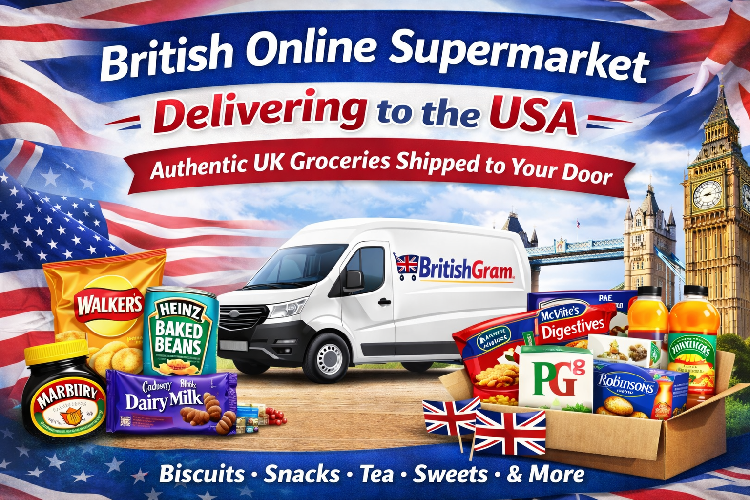 British online supermarket delivering to the USA with BritishGram