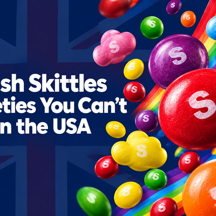British Skittles Varieties You Can't Get in the USA - Skittles Giants, Chewies, Squishy Cloudz and Crazy Sours delivered to America by BritishGram