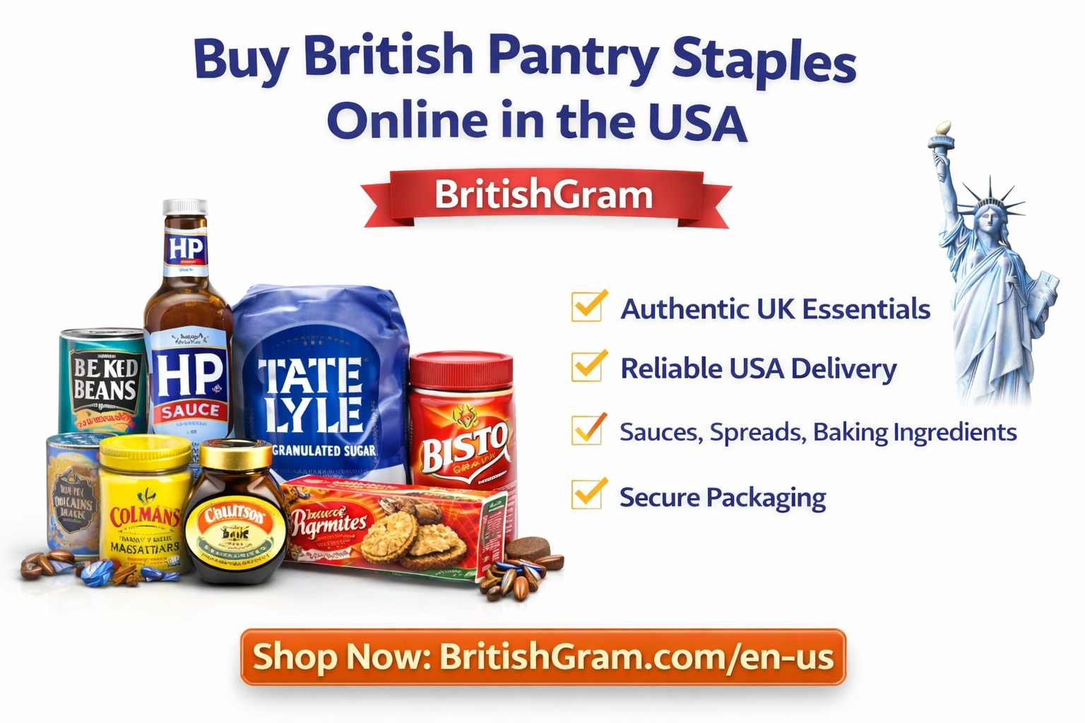 Buy British pantry staples online in the USA with authentic UK essentials