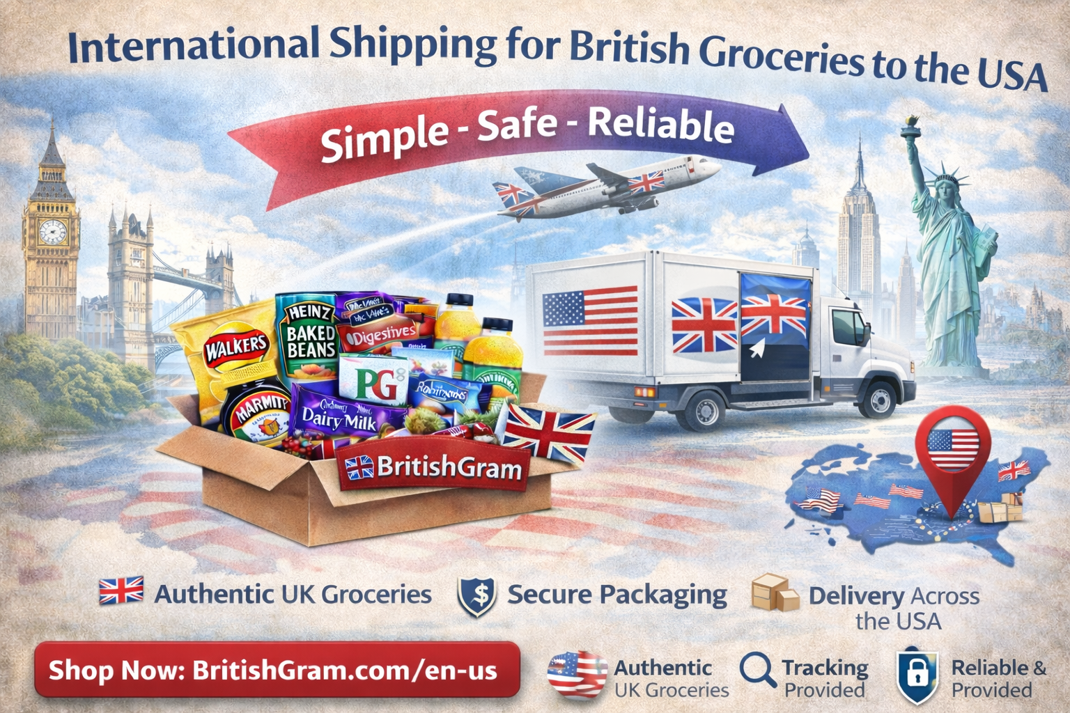 International shipping for British groceries to the USA with BritishGram