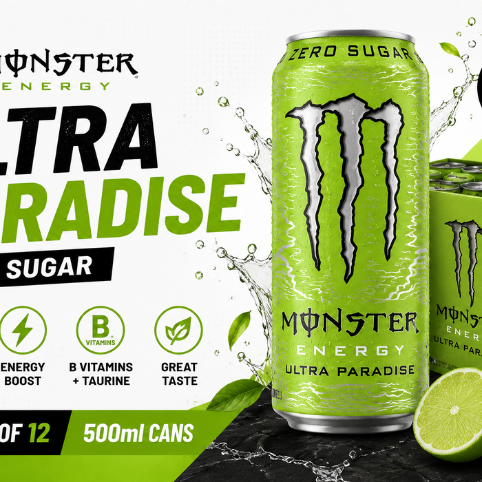 Monster Ultra Paradise Energy Drink Zero Sugar 500ml case of 12 cans