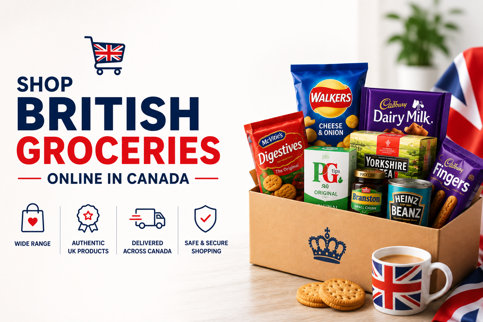 Shop British groceries online in Canada, including UK snacks, tea, biscuits, chocolates and pantry favourites delivered to your door.