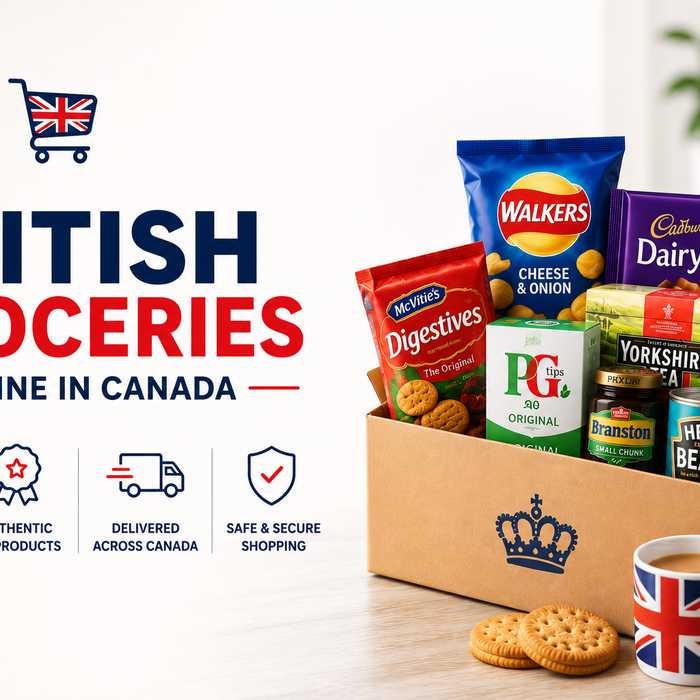 Shop British groceries online in Canada, including UK snacks, tea, biscuits, chocolates and pantry favourites delivered to your door.