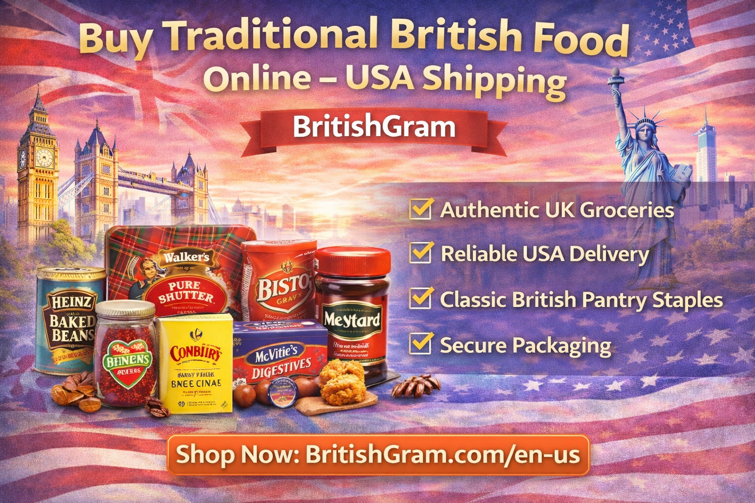 Buy traditional British food online with USA shipping from BritishGram