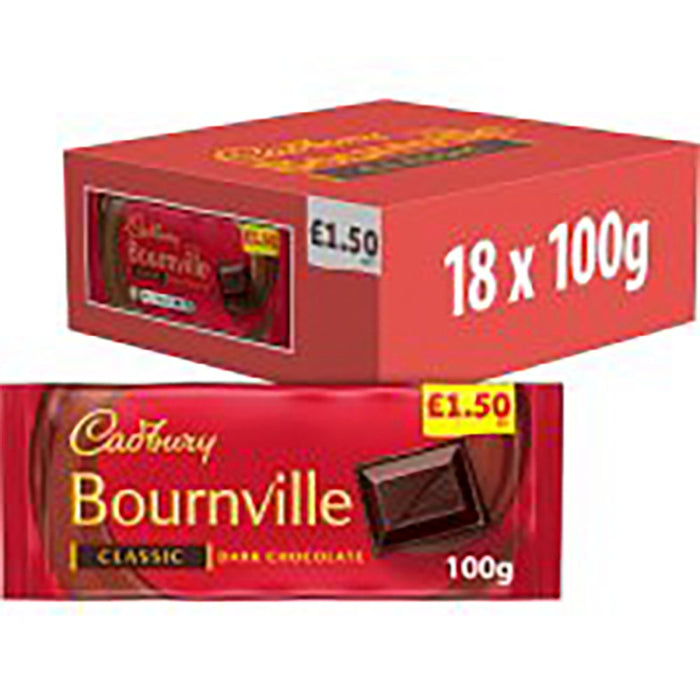 Cadbury Bournville Classic Dark Chocolate Bar 100g (Box of 18)