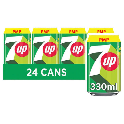 7UP Regular Lemon & Lime Can PMP 330ml (Case of 24) - BritishGram.com