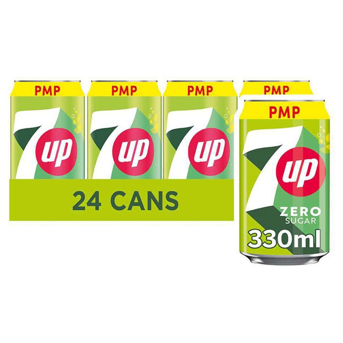 7UP ZERO SUGAR Free Lemon & Lime Can PMP 330ml (Case of 24) - BritishGram.com