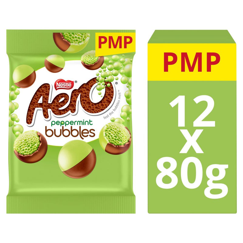 Aero Bubbles Peppermint Mint Chocolate Bag PMP 80g (Case of 12)