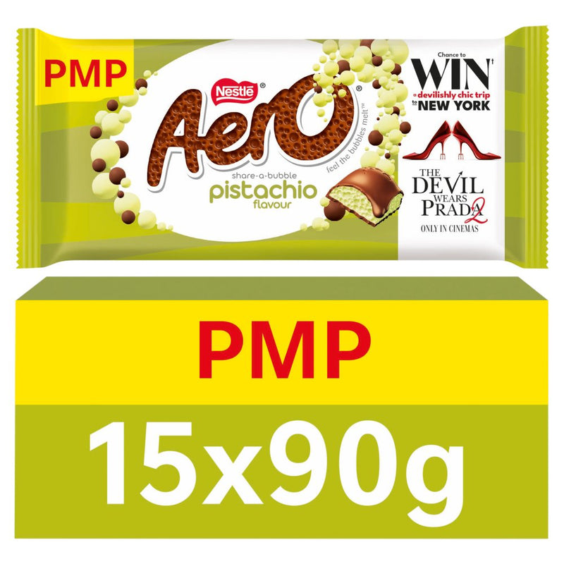 Aero Pistachio Flavour Milk Chocolate Sharing Bar PMP 90g (Case of 15)