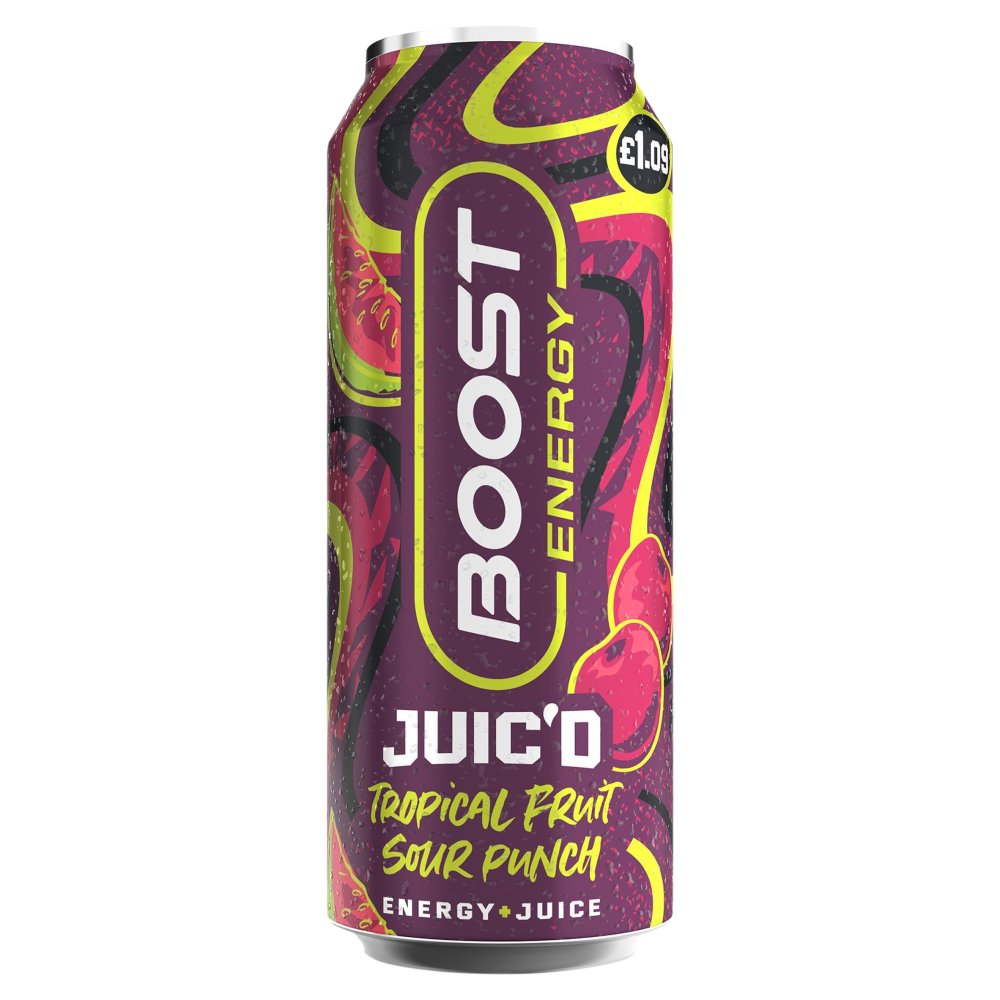 Boost Energy Juic d Tropical Fruit Sour Punch PMP 500ml Case of 12 BritishGram