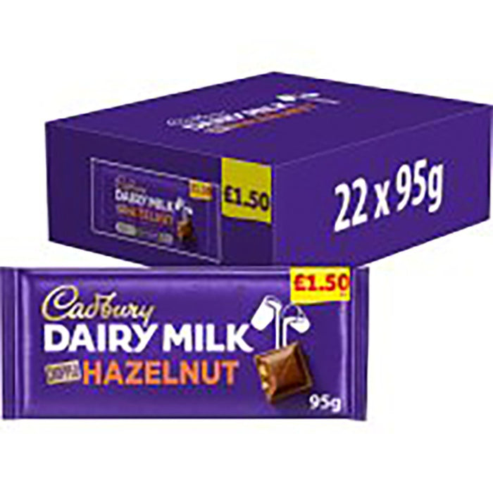 Cadbury Dairy Milk Chopped Hazelnut Chocolate Bar 95g (Case of 22)