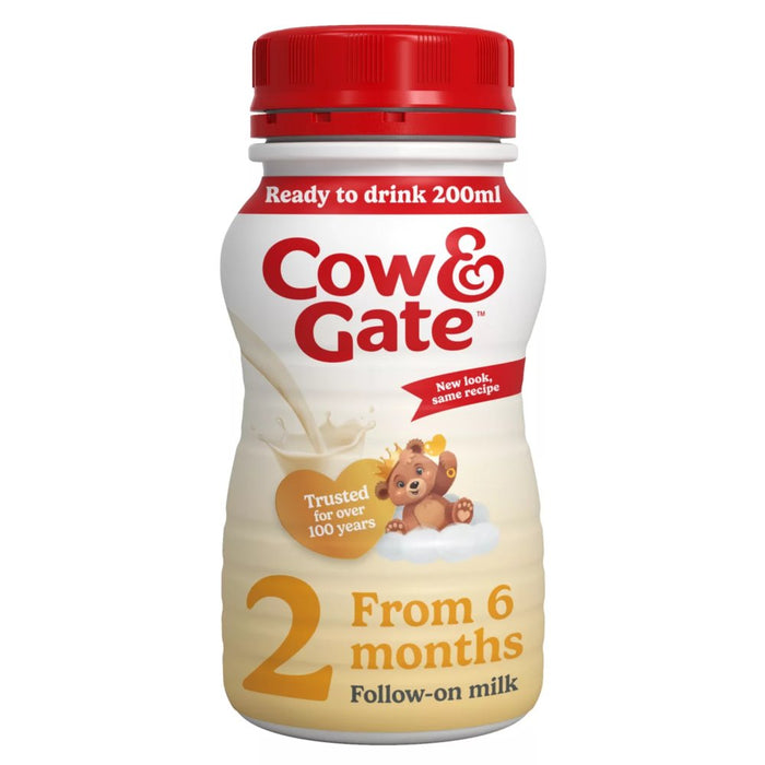 Cow & Gate baby milk bottle on a white background