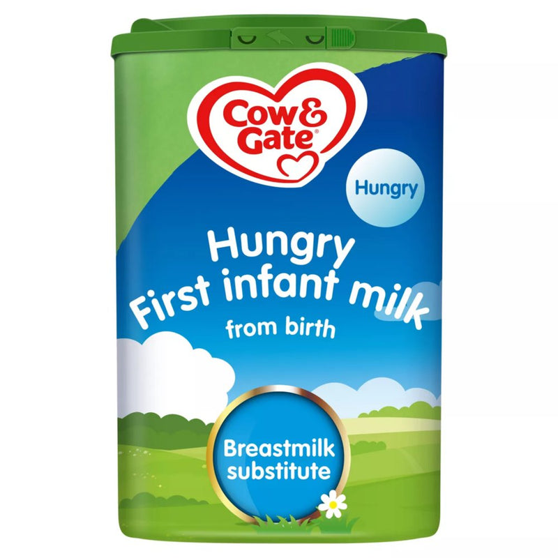 Cow & Gate Hungry First Infant Milk packaging on a white background