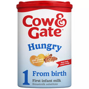 Cow & Gate Hungry 1 infant milk powder container on a white background