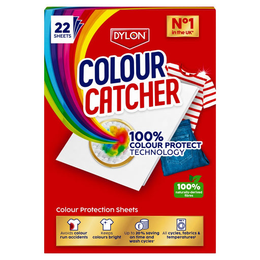 Dylon Colour Catcher packaging with colorful design on a white background