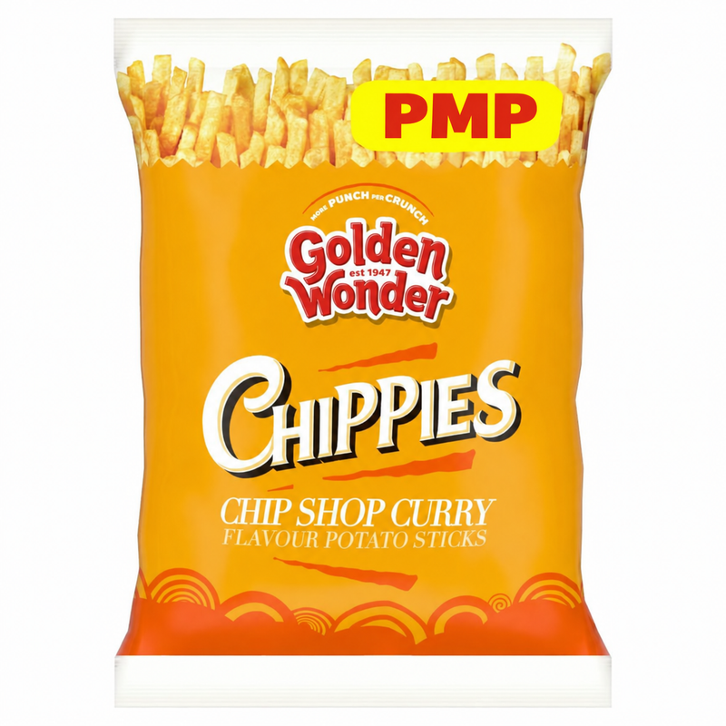 Golden Wonder Chippies Chip Shop Curry Flavour Potato Sticks PMP pack