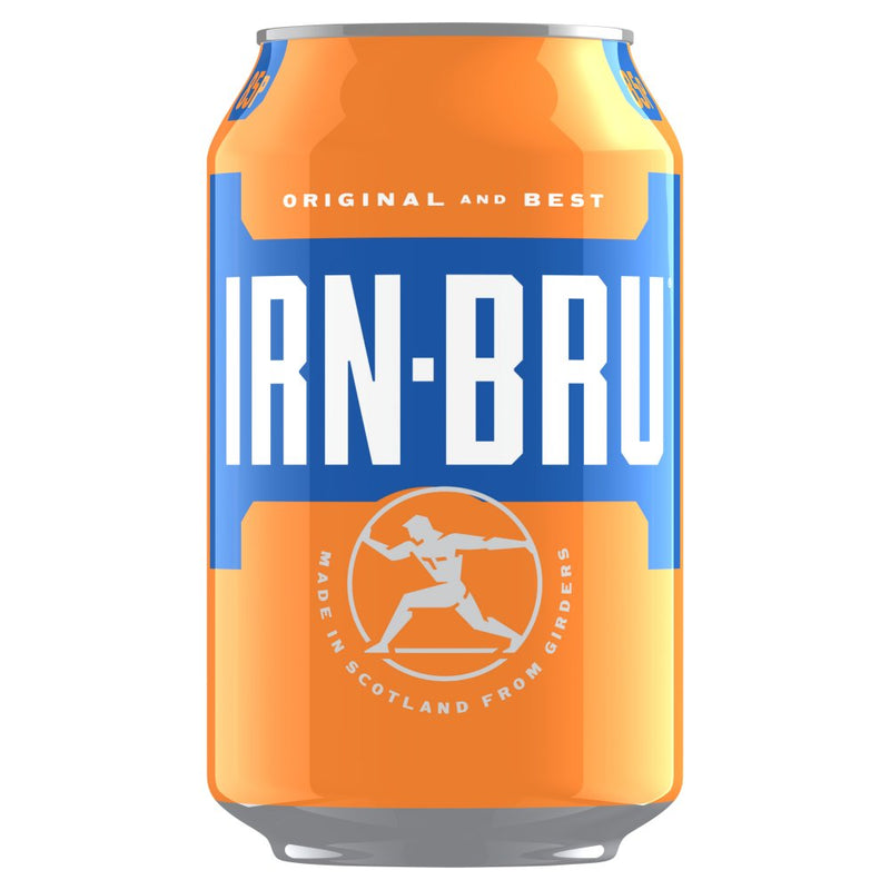 Can of Irn-Bru on a white background