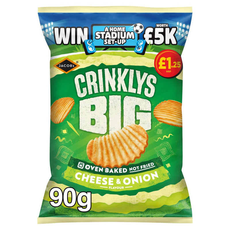 Jacob's Crinklys Big Cheese & Onion Flavour 90g (Box of 15)