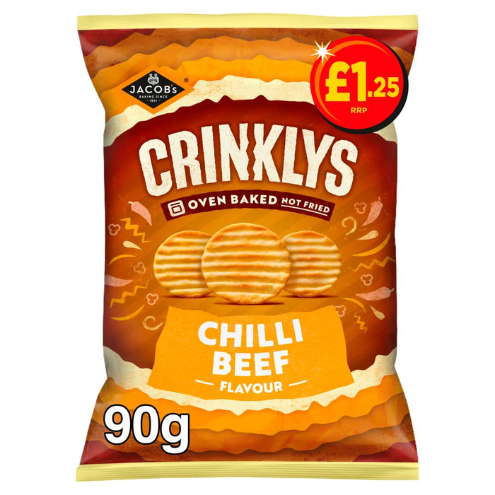 Jacob's Crinklys Chilli Beef Snacks 90g (Box of 15)