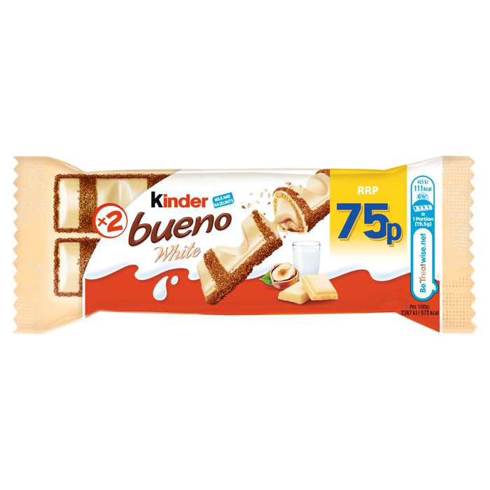 Kinder Bueno White Milk and Hazelnuts Single Bars PMP 39g