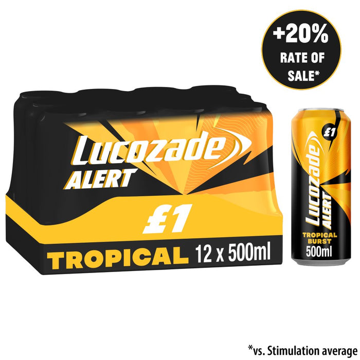 Lucozade Alert Tropical Burst Energy Drink PMP 500ml (Case of 12)