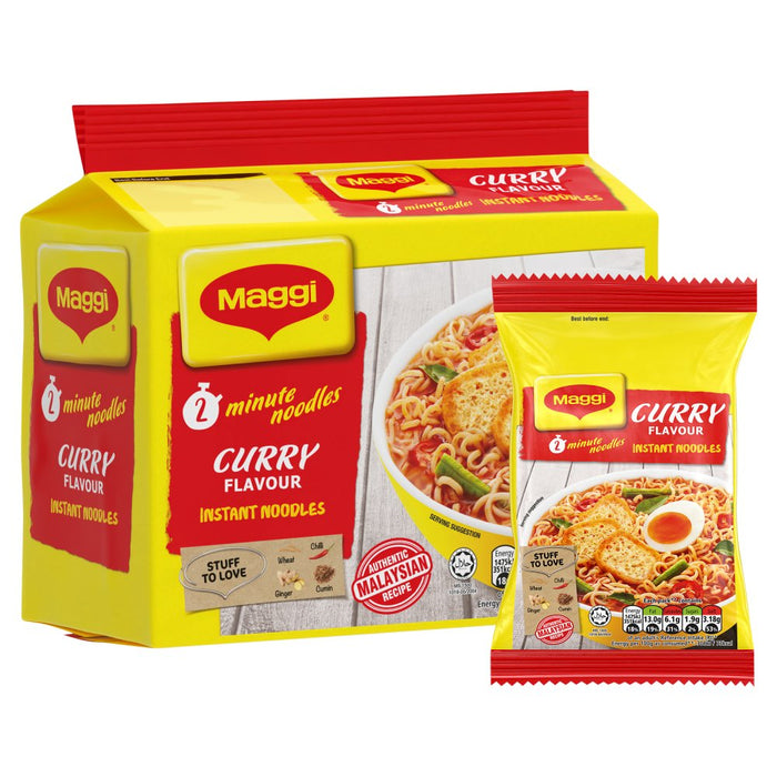 Maggi Curry Flavour Instant Noodles 5x79g (Case of 6 - Total 30 Packs)