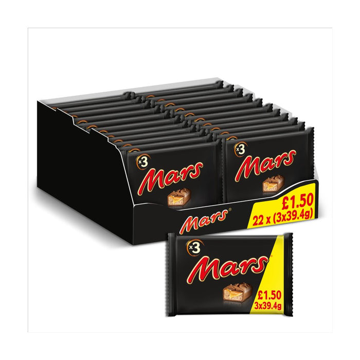Mars Caramel, Nougat & Milk Chocolate Snack Bars Multipack 3 x 39.4g (Box of 22)