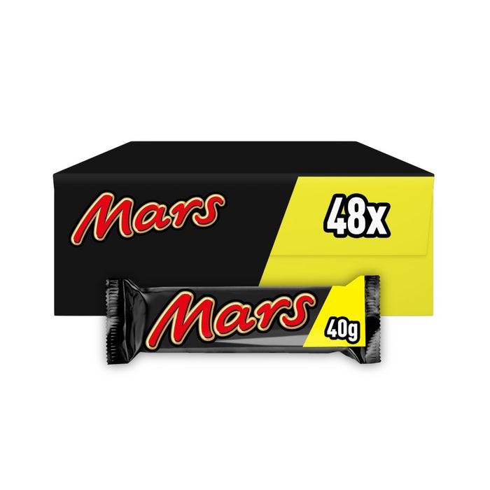 Box of 48 Mars chocolate bars on a white background