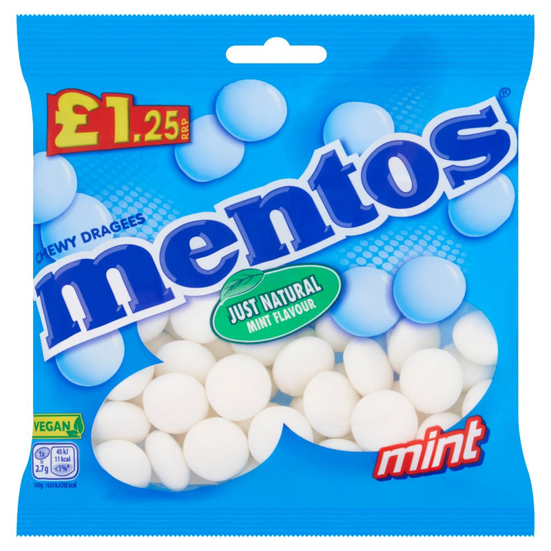 Mentos Chewy Dragees Mint Flavour 135g (Box of 12)