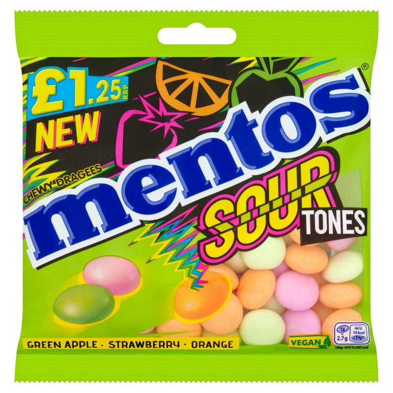 Mentos Sour Tones Chewy Dragees 120g (Box of 12)