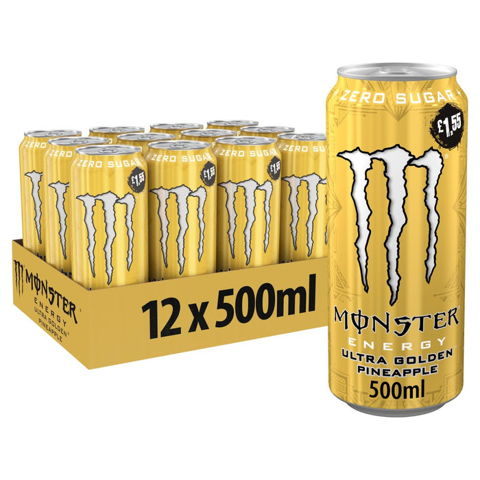 Monster Energy Drink Ultra Golden Pineapple Zero Sugar PMP 500ml (Case of 12)