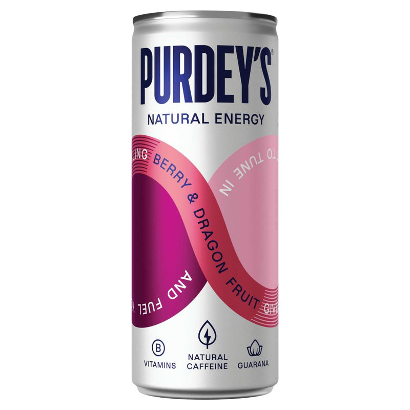 Purdey's Natural Energy Berry & Dragon Fruit Cans 330ml (Case of 12)