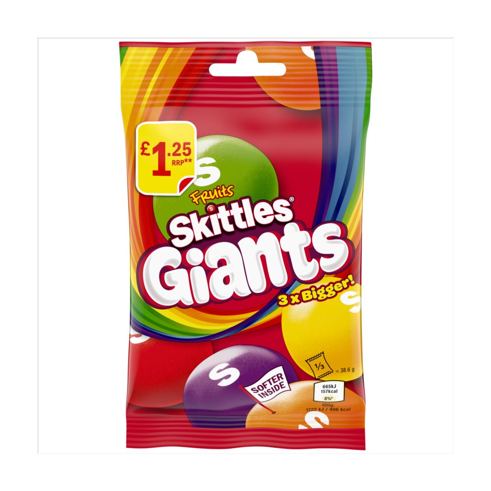 Skittles Giants Fruit Sweets Bag 116g (Box Of 14) — BritishGram.com