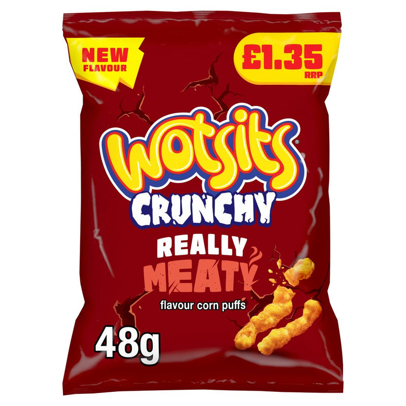 Walkers Wotsits Crunchy Really Meaty Snacks Corn Puffs 48g PMP RRP £1.35