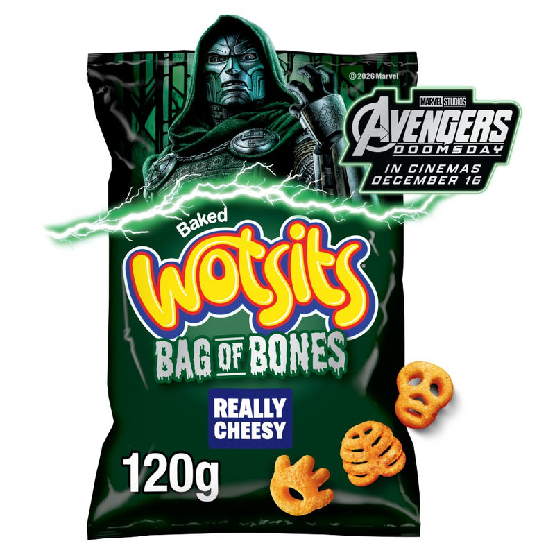 Wotsits Bag of Bones Cheese Corn Puffs Sharing Snacks 120g Bag