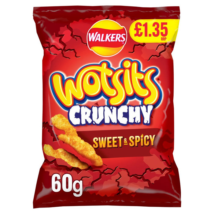 Walkers Wotsits Crunchy Sweet & Spicy Snacks Crisps 60g (Box of 15)