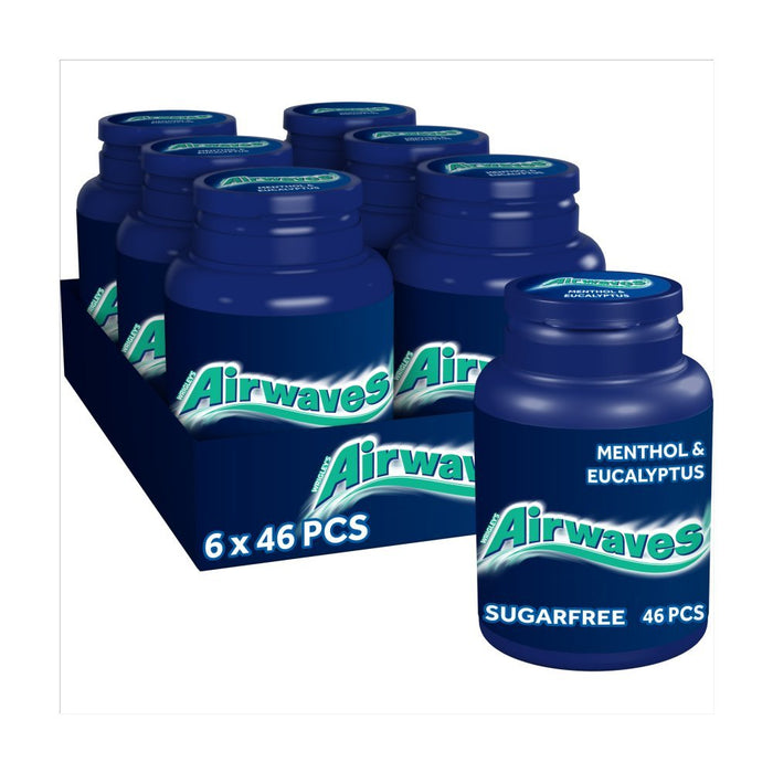 Airwaves Menthol & Eucalyptus Sugar Free Chewing Gum Bottle 46 Pieces (Case of 6) - BritishGram.com