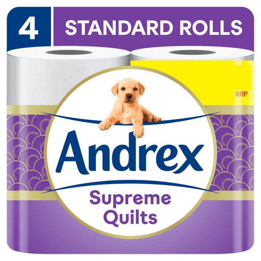 Andrex Supreme Quilts Toilet Tissue Pack of 6 x 4 Rolls (Total 24 Toilet Rolls) - BritishGram.com