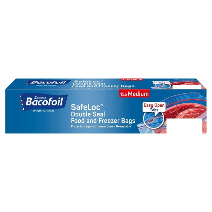 Bacofoil SafeLoc Double - Seal Food and Freezer Bags 15 Medium - BritishGram.com