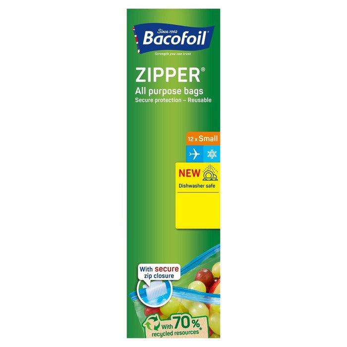 Bacofoil Zipper All Purpose Bags 12 x Small - BritishGram.com