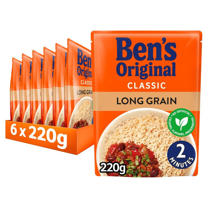 Bens Original Long Grain Microwave Rice 220g (Case of 6) - BritishGram.com