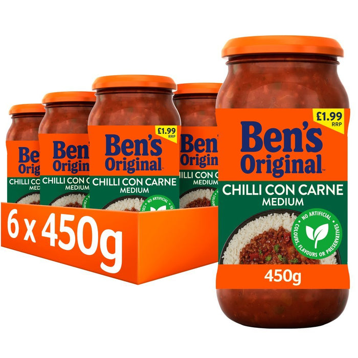 Bens Original Medium Chilli Con Carne Sauce PMP 450g (Case of 6) - BritishGram.com