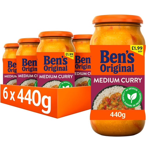 Bens Original Medium Curry Sauce PMP 440g (Pack of 6) - BritishGram.com