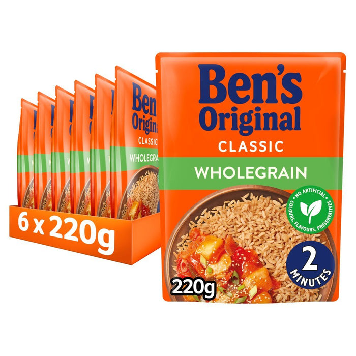 Bens Original Wholegrain Microwave Rice 220g (Case of 6) - BritishGram.com